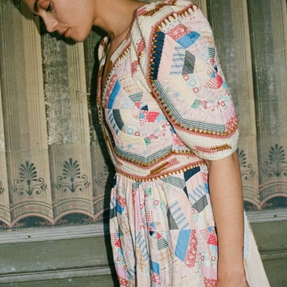 Sea New York Quin Mini Dress patchwork knit quilted BoHo size extra small XS - Picture 5 of 15